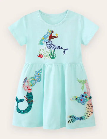 Rochie de bumbac brodată cu sirenă